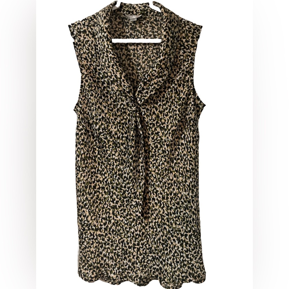 Tahari ASL Animal Print Sleeveless Blouse M